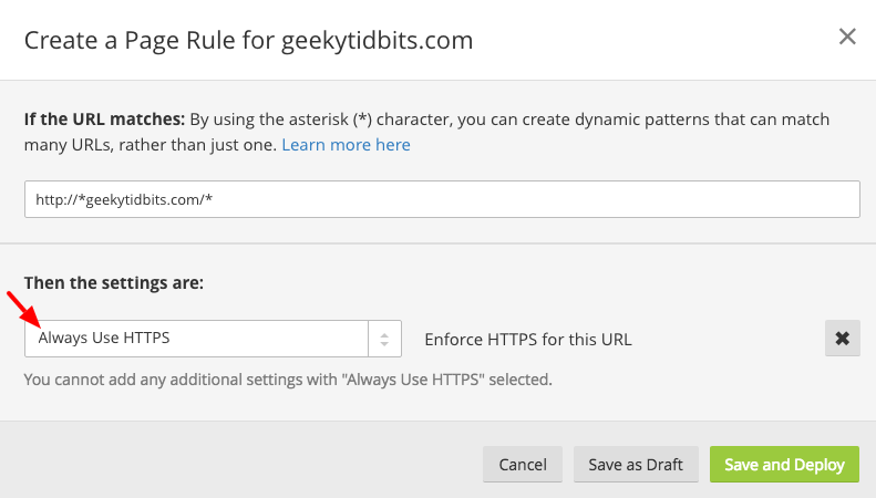 Cloudflare Force HTTPS