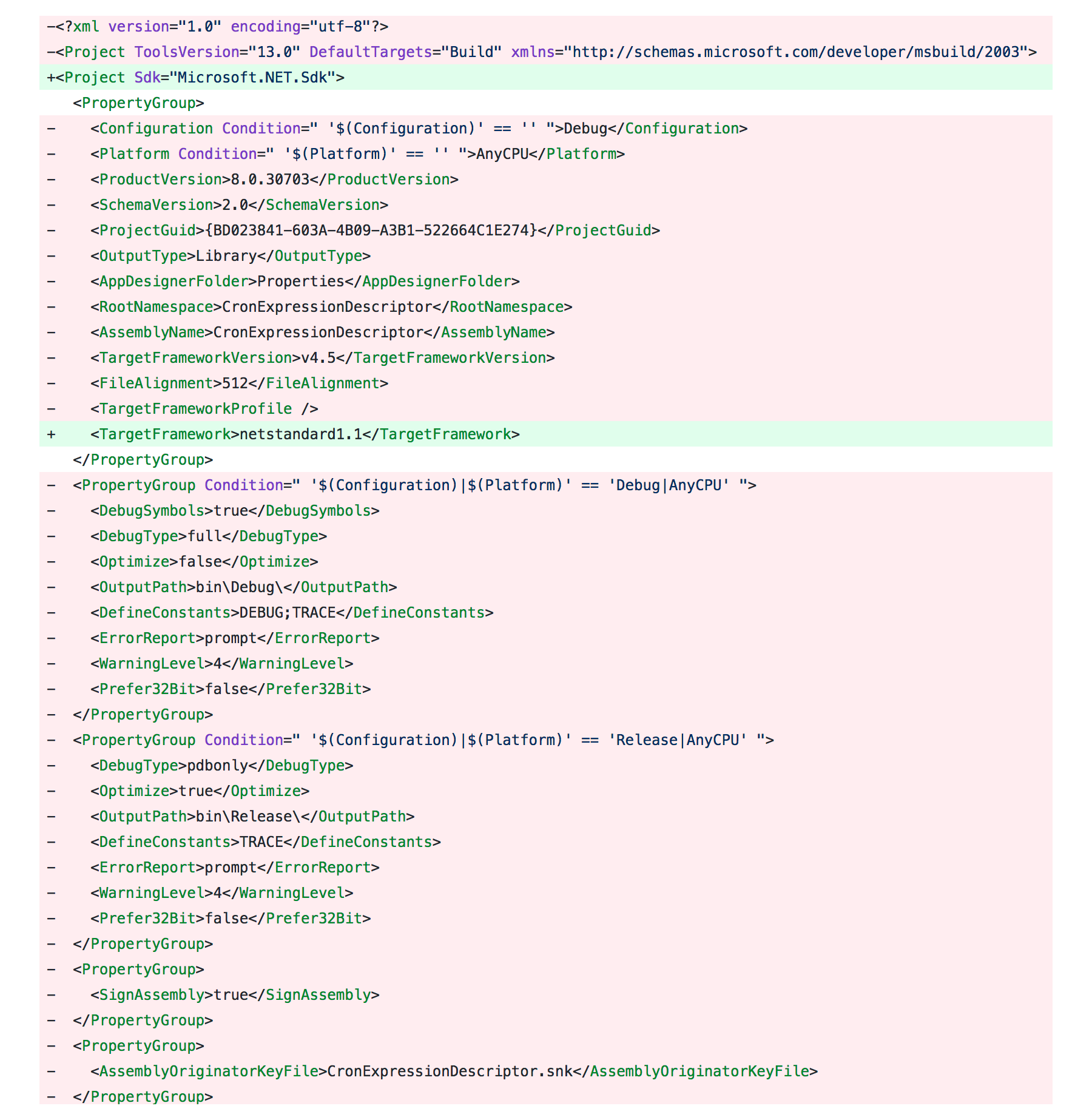 csproj changes for .NET Standard