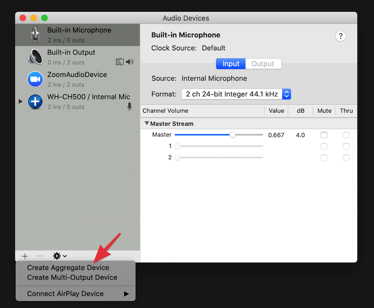 Create Aggregate Sound Device